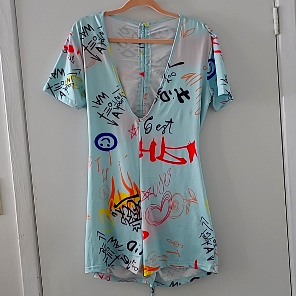 Shein, Graffiti Romper Women's Large